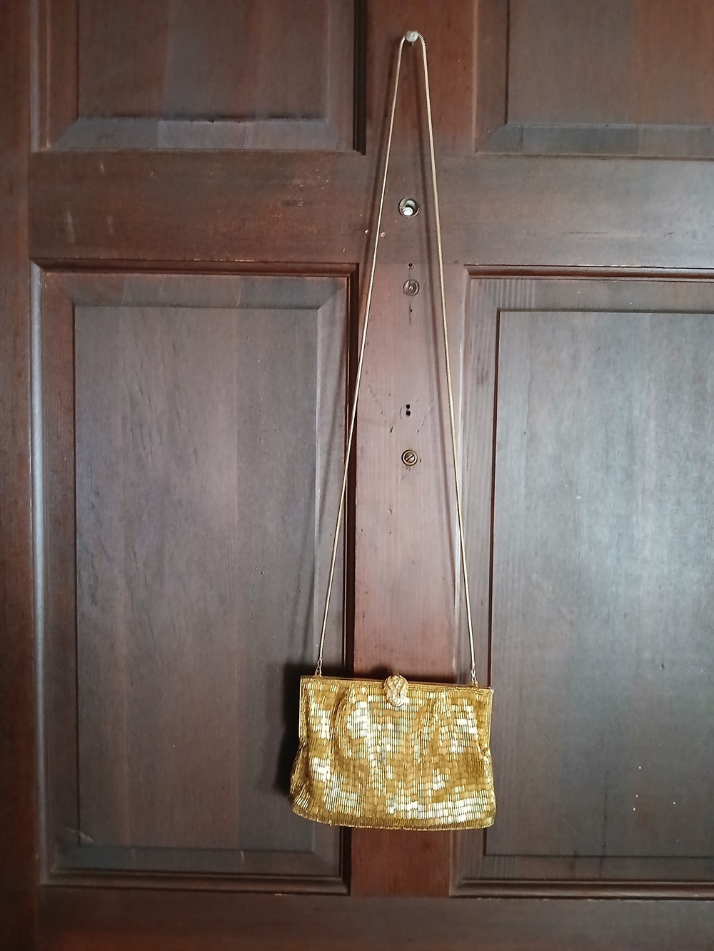 La Regale Vintage Gold Beaded Evening Bag